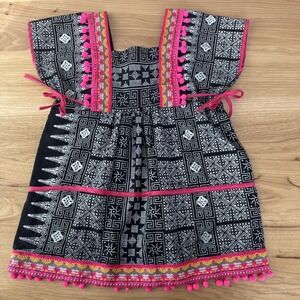 Bohemian Mama Girl Tribal Print Dress Pink White Black. Size 4? Could Be A Shirt
